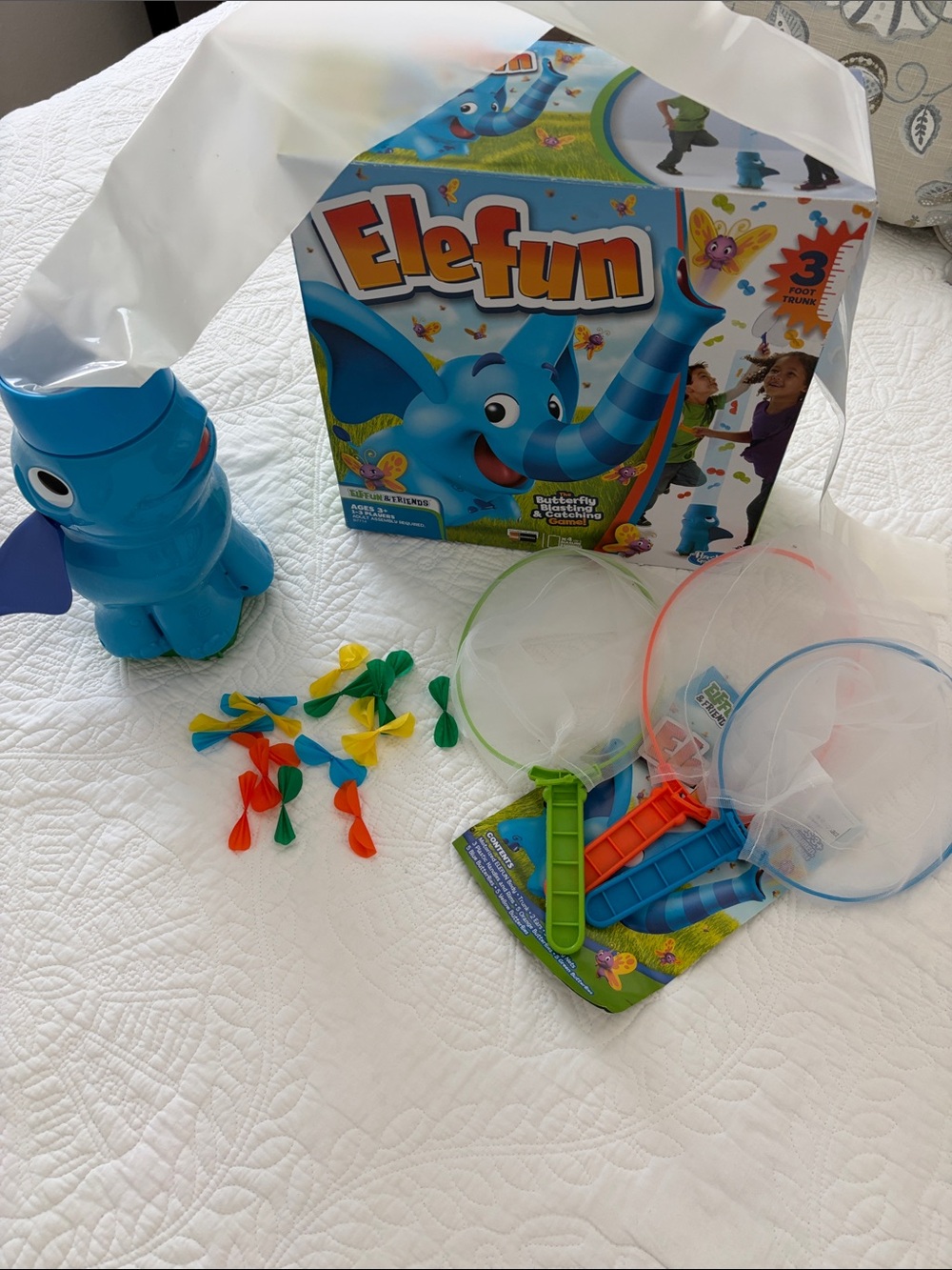 Hasbro Elefun Blue Elephant Game with Red, Yellow, Green and Blue Butterflies